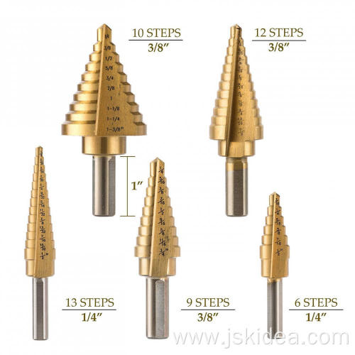 Inch Size HSS Step Drill Bit Straight Flute